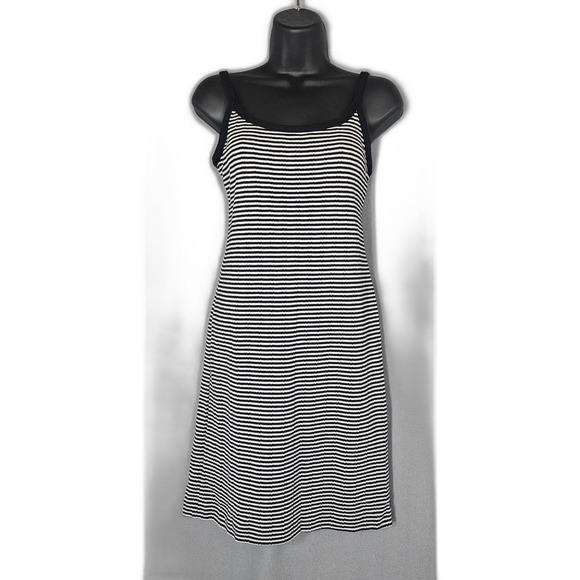 VTG USA Virgo Petite 6 Knit Tank Dress Striped Mini Summer Dress Grunge 90's Alt - Picture 1 of 6